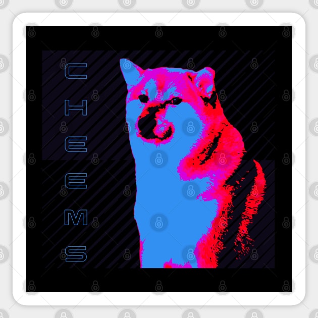 Cheems Doge Cyberpunk Sticker by RAdesigns